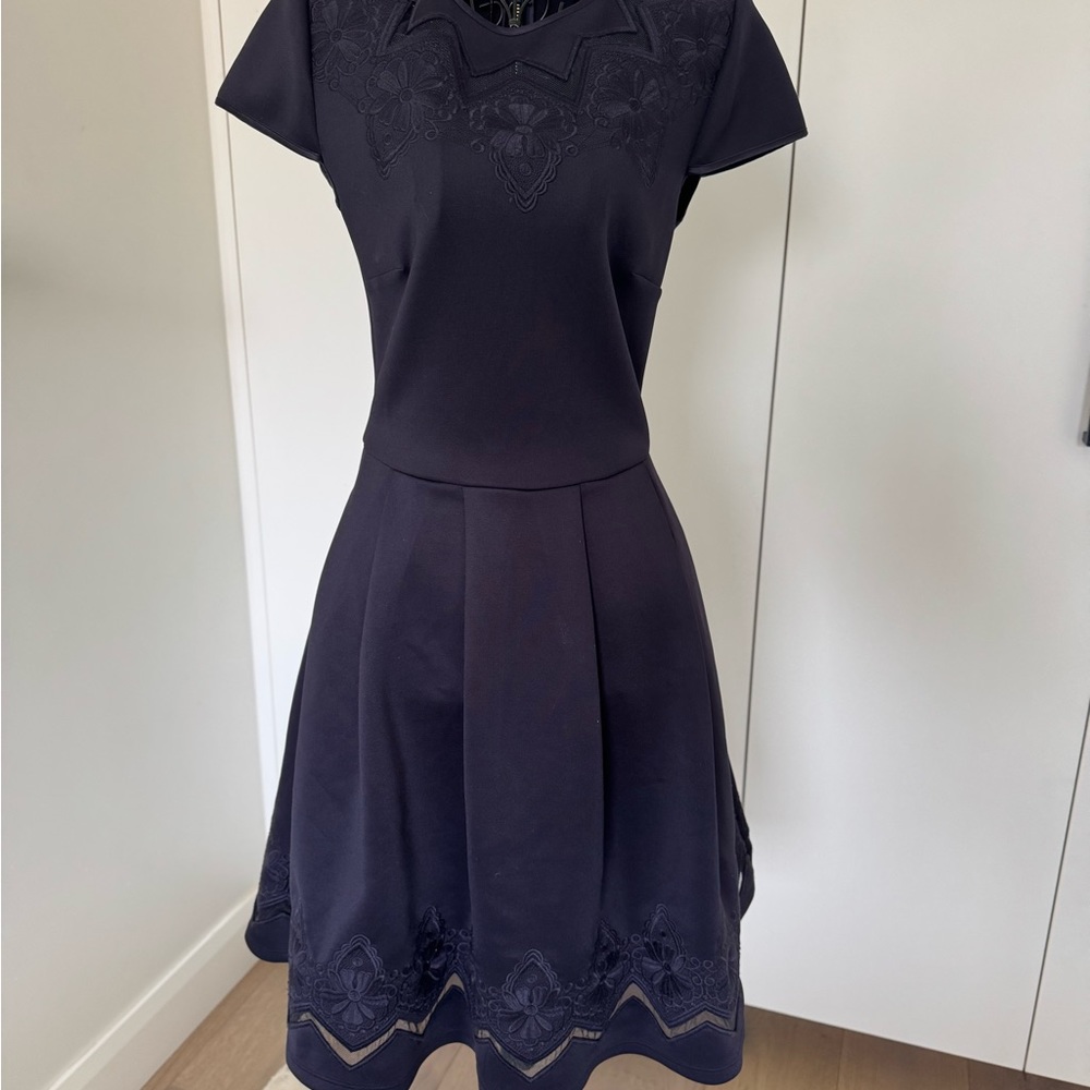 Ted Baker Blue Embellished A-Line Mini Dress